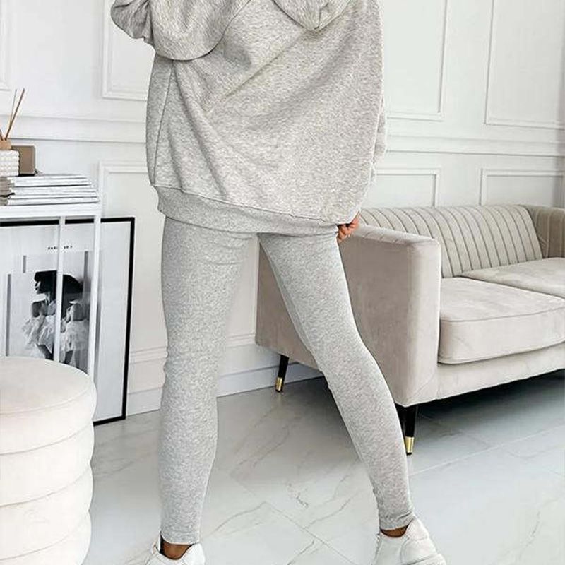 2024 Sportliches Damen Sweatshirt mit Kapuze + Slim Fit Weste + Hose 3er Set