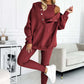 2024 Sportliches Damen Sweatshirt mit Kapuze + Slim Fit Weste + Hose 3er Set