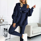 2024 Sportliches Damen Sweatshirt mit Kapuze + Slim Fit Weste + Hose 3er Set