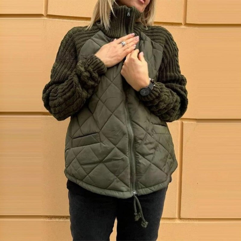 🍂Spätherbst/Frühwinter Angebote❄️Damen Strick Patchwork Puffy Jacke【Kostenloser Versand】
