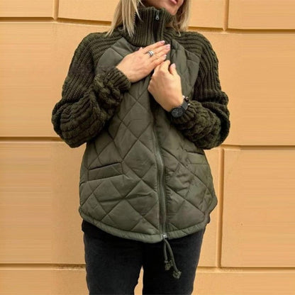 🍂Spätherbst/Frühwinter Angebote❄️Damen Strick Patchwork Puffy Jacke【Kostenloser Versand】