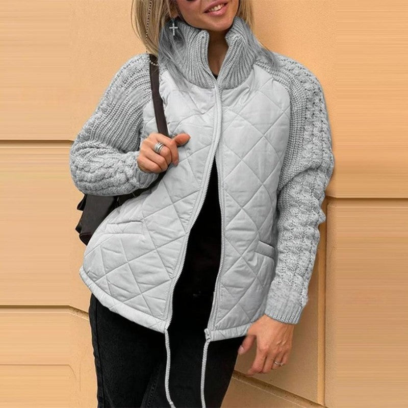 🍂Spätherbst/Frühwinter Angebote❄️Damen Strick Patchwork Puffy Jacke【Kostenloser Versand】