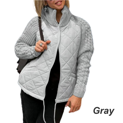 🍂Spätherbst/Frühwinter Angebote❄️Damen Strick Patchwork Puffy Jacke【Kostenloser Versand】