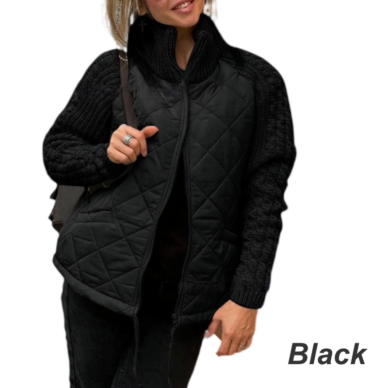 🍂Spätherbst/Frühwinter Angebote❄️Damen Strick Patchwork Puffy Jacke【Kostenloser Versand】