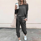🔥🖤50% OFF 🔥Eleganter zweiteiliger Baumwollanzug für Damen: Oberteil + Hose