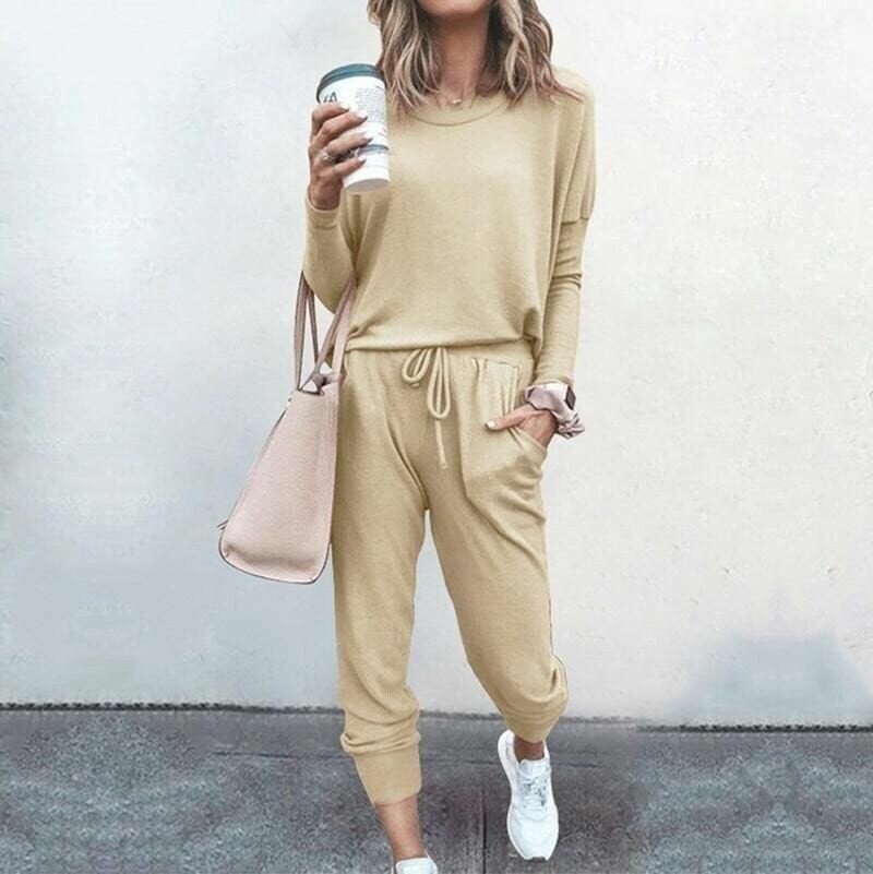 🔥🖤50% OFF 🔥Eleganter zweiteiliger Baumwollanzug für Damen: Oberteil + Hose