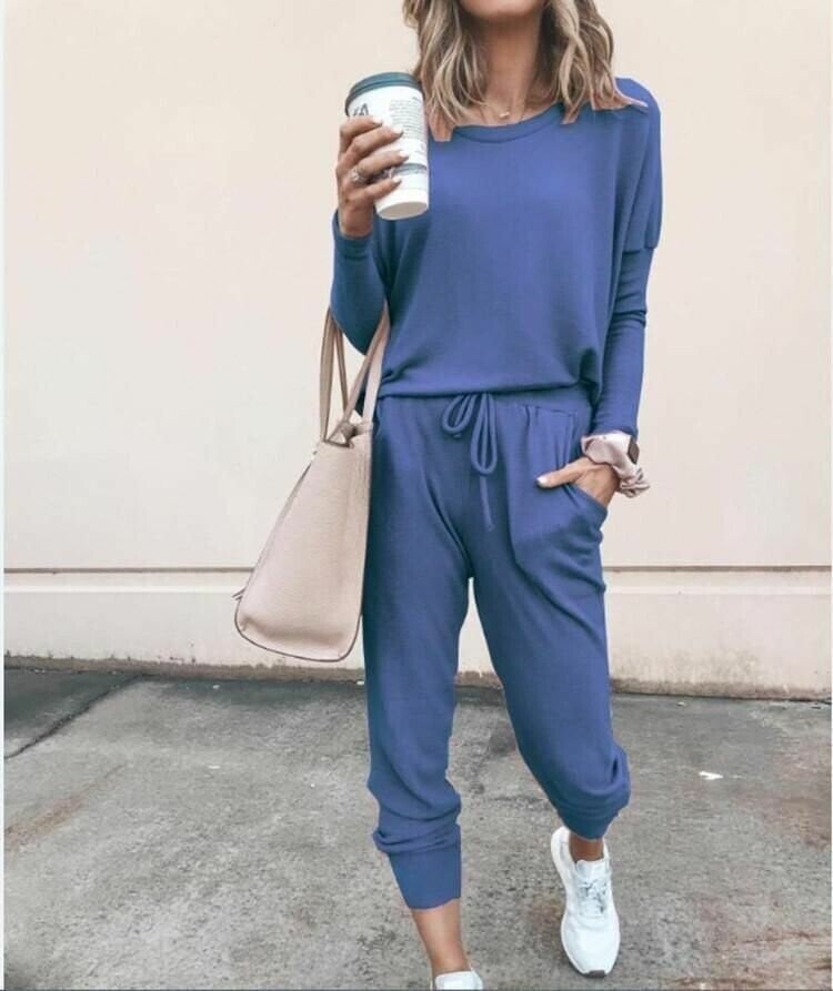 🔥🖤50% OFF 🔥Eleganter zweiteiliger Baumwollanzug für Damen: Oberteil + Hose
