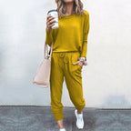 🔥🖤50% OFF 🔥Eleganter zweiteiliger Baumwollanzug für Damen: Oberteil + Hose