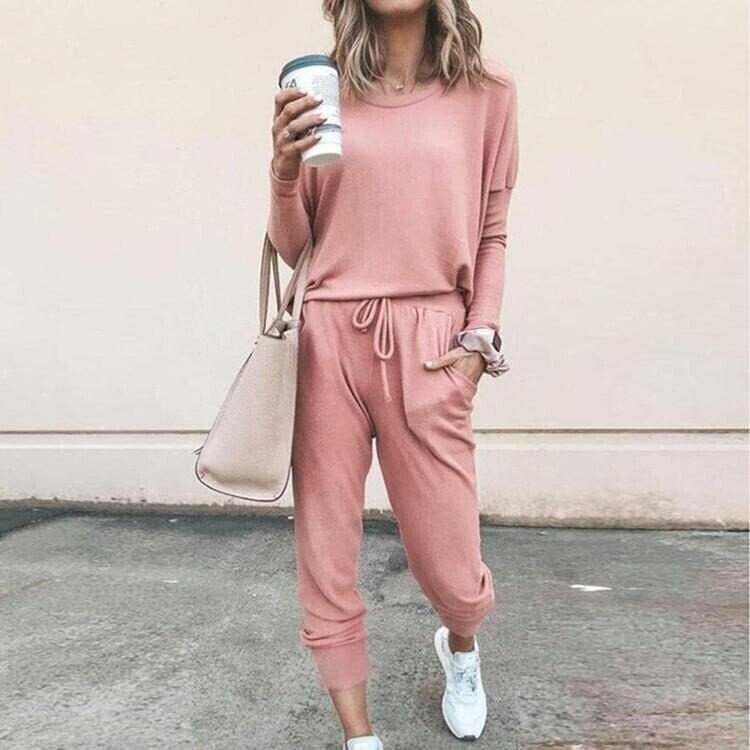 🔥🖤50% OFF 🔥Eleganter zweiteiliger Baumwollanzug für Damen: Oberteil + Hose