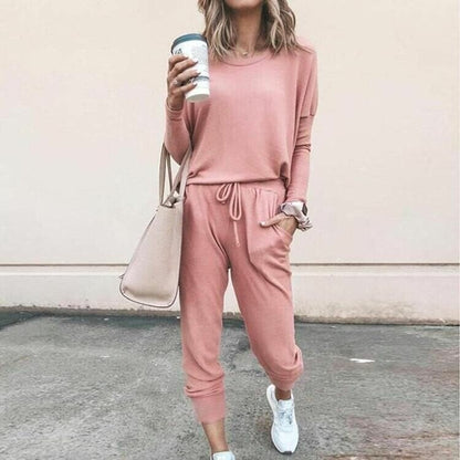 🔥🖤50% OFF 🔥Eleganter zweiteiliger Baumwollanzug für Damen: Oberteil + Hose