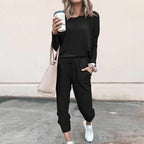 🔥🖤50% OFF 🔥Eleganter zweiteiliger Baumwollanzug für Damen: Oberteil + Hose