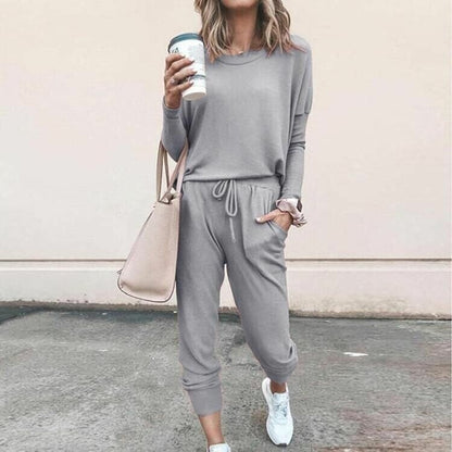 🔥🖤50% OFF 🔥Eleganter zweiteiliger Baumwollanzug für Damen: Oberteil + Hose