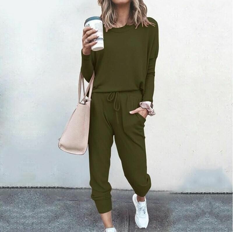 🔥🖤50% OFF 🔥Eleganter zweiteiliger Baumwollanzug für Damen: Oberteil + Hose