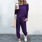 🔥🖤50% OFF 🔥Eleganter zweiteiliger Baumwollanzug für Damen: Oberteil + Hose