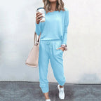 🔥🖤50% OFF 🔥Eleganter zweiteiliger Baumwollanzug für Damen: Oberteil + Hose