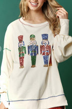🔥Black Friday Sale🔥Christmas sequin print crew neck long sleeve sweatshirt