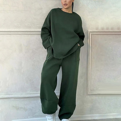 Zweiteiliges Übergrößen-Sweatshirt-Set für Damen