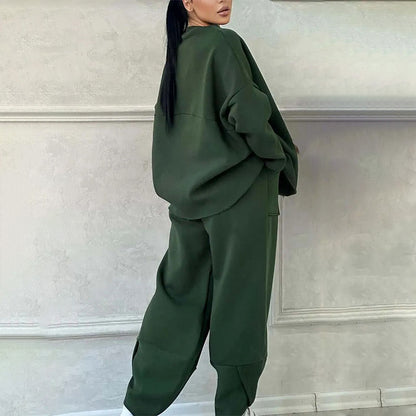 Zweiteiliges Übergrößen-Sweatshirt-Set für Damen