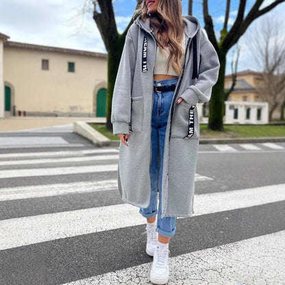 🔥Lange, lässige, einfarbige Damenjacke mit Kapuze💥Begrenzter Rabatt von 59 %⏳