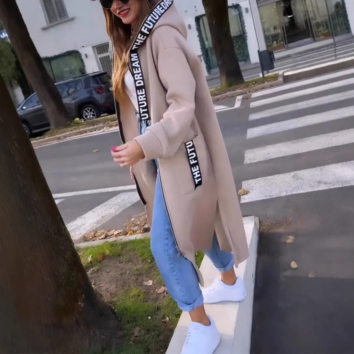 🔥Lange, lässige, einfarbige Damenjacke mit Kapuze💥Begrenzter Rabatt von 59 %⏳