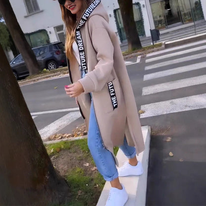🔥Lange, lässige, einfarbige Damenjacke mit Kapuze💥Begrenzter Rabatt von 59 %⏳