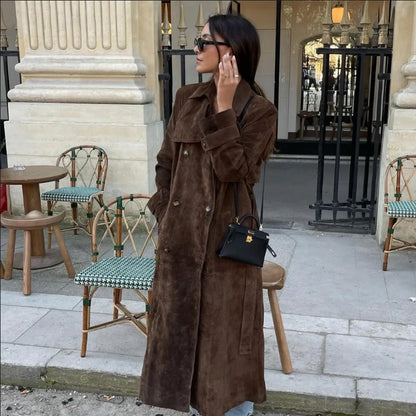 ✈️Kostenloser Versand: Warmer und bequemer langer Mantel mit Taillenbindung für Damen
