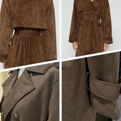 ✈️Kostenloser Versand: Warmer und bequemer langer Mantel mit Taillenbindung für Damen