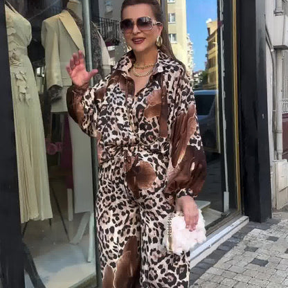 🔥Especiales otoño/invierno🔥Top estampado y pantalón ancho de mujer