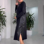 Lässiges Damen Leder Patchwork Kleid mit Taschen❤️Räumungsverkauf❤️