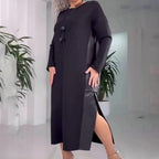 Lässiges Damen Leder Patchwork Kleid mit Taschen❤️Räumungsverkauf❤️
