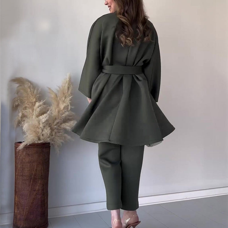 🎀Neu eingetroffen 50% RABATT💃Elegantes festes Oberteil und zweiteilige Hose für Damen