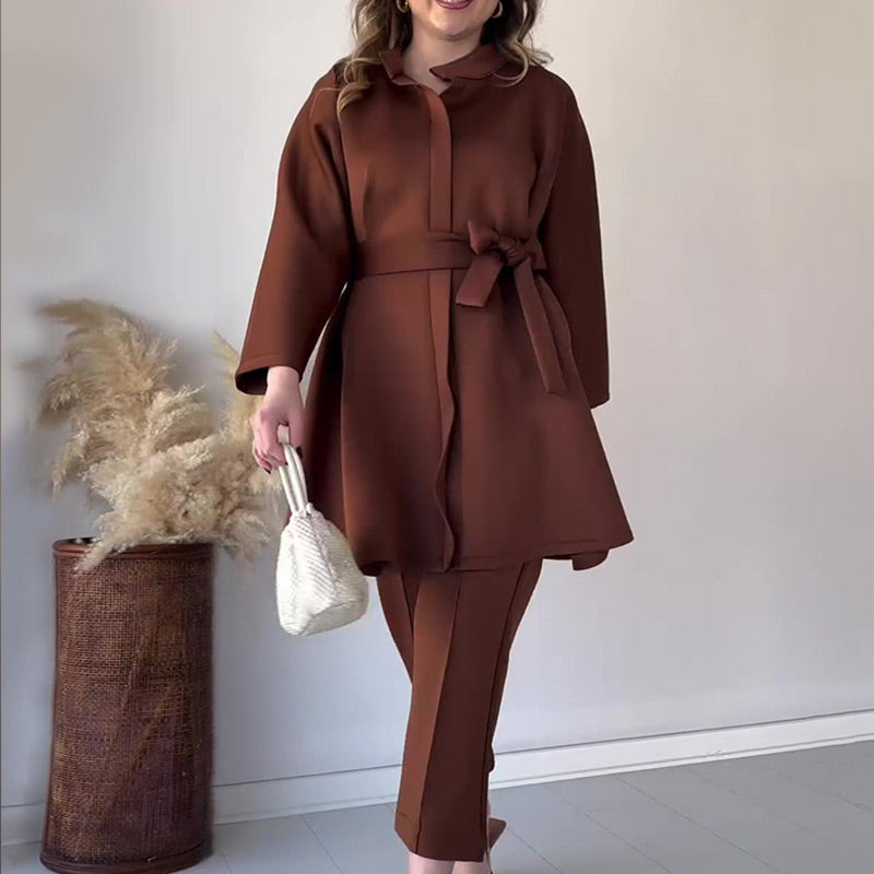 🎀Neu eingetroffen 50% RABATT💃Elegantes festes Oberteil und zweiteilige Hose für Damen