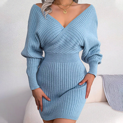 🎅Rebajas de Navidad - 50% de descuento🎄Minivestido sexy de punto con mangas largas de murciélago