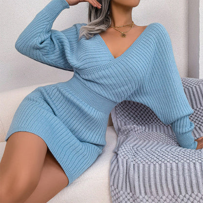 🎅Rebajas de Navidad - 50% de descuento🎄Minivestido sexy de punto con mangas largas de murciélago