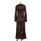 Sexy Kleid mit Leopardenmuster, Rundhalsausschnitt & extra langen Ärmeln für Damen