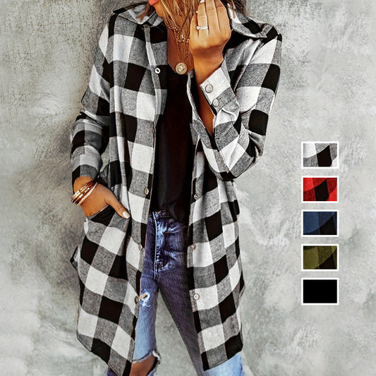 Chaqueta de camisa Longline cardada para mujeres
