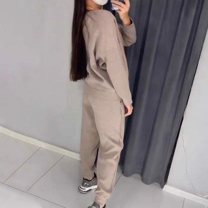 Bis zu 50% Rabatt!!🔥Damen Glitter Rhinestone Sweatshirt & Casual Hose 2-teiliges Set