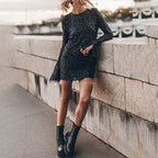 Elegantes langärmeliges Paillettenkleid für Damen