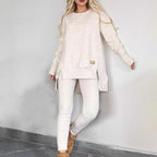 Zweiteiler aus Sweatshirt mit Schlitz und High-Low-Saum & Bodycon-Hose