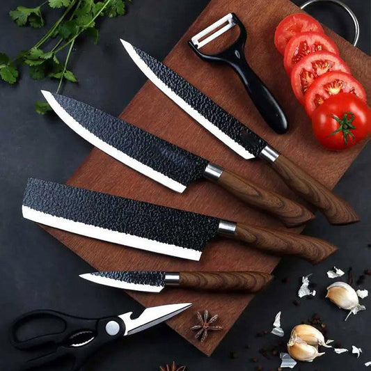 Juego de cuchillos de cocina profesional hecho de acero inoxidable