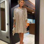 🎄Heiße Neuankömmlinge✨Pailletten-Minikleid mit Schnürung