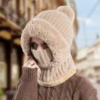 🔥Der Black-Friday-Sale endet bald🔥Women's Winter One-Piece Knitted Beanie Scarf Mask