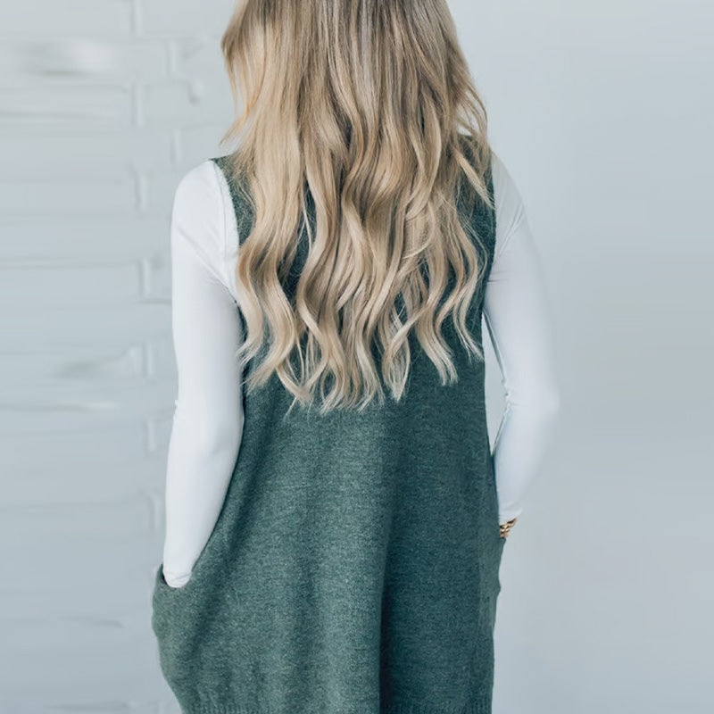 ❤️Räumungsverkauf❤️Damen Pullover-Weste mit V-Ausschnitt und Taschen