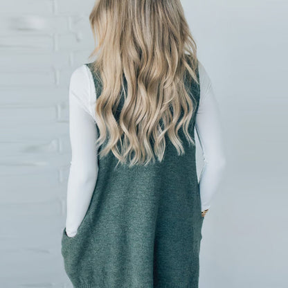 ❤️Räumungsverkauf❤️Damen Pullover-Weste mit V-Ausschnitt und Taschen