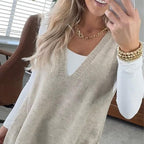❤️Räumungsverkauf❤️Damen Pullover-Weste mit V-Ausschnitt und Taschen