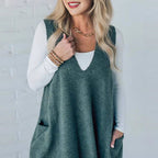 ❤️Räumungsverkauf❤️Damen Pullover-Weste mit V-Ausschnitt und Taschen