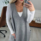 ❤️Räumungsverkauf❤️Damen Pullover-Weste mit V-Ausschnitt und Taschen
