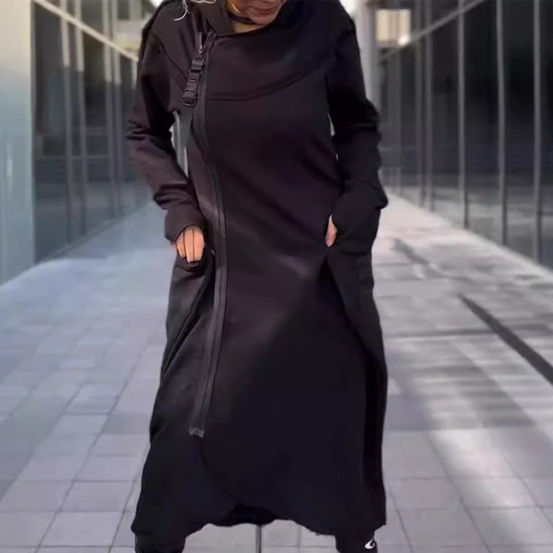 🎅Weihnachten 50% Ausverkauf💥Modischer Kapuzenmantel mit unregelmäßigem Saum und tiefen Taschen