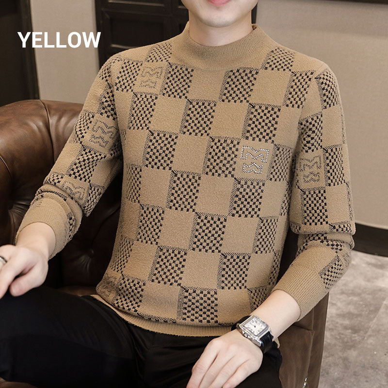 🔥Heißer Verkauf 54% OFF 🔥 Herren kariert gedruckt Mock Neck Verdickter Pullover Pullover