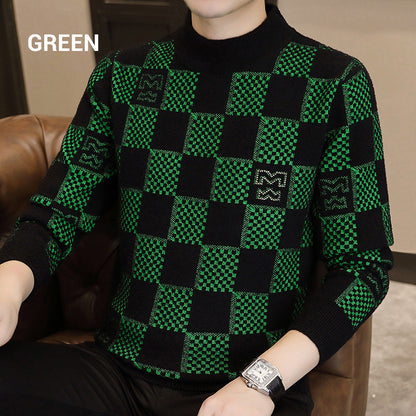 🔥Heißer Verkauf 54% OFF 🔥 Herren kariert gedruckt Mock Neck Verdickter Pullover Pullover